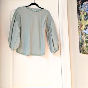 NWT MANGO MNG Balloon Sleeve Top, Mint